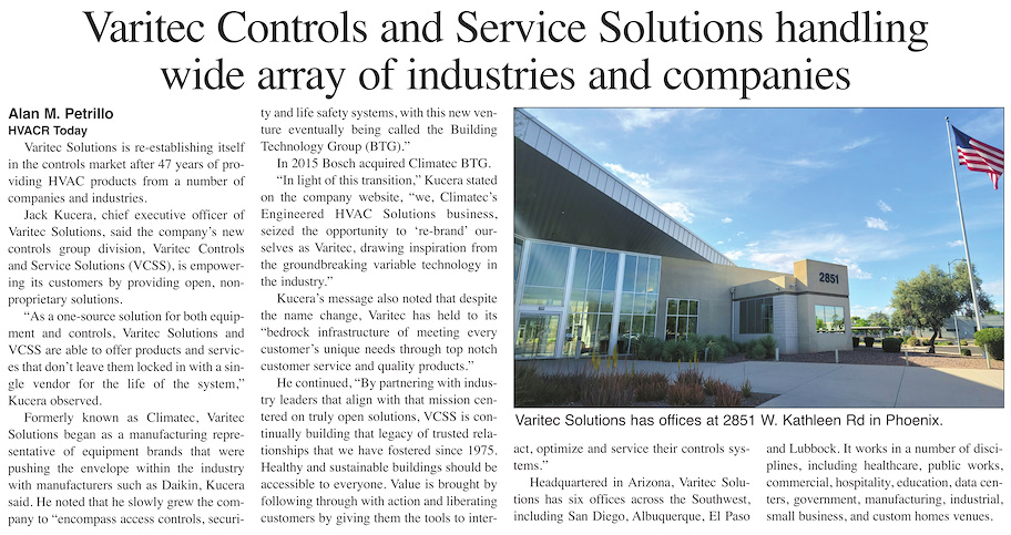 Read About VCSS in HVACR Magazine